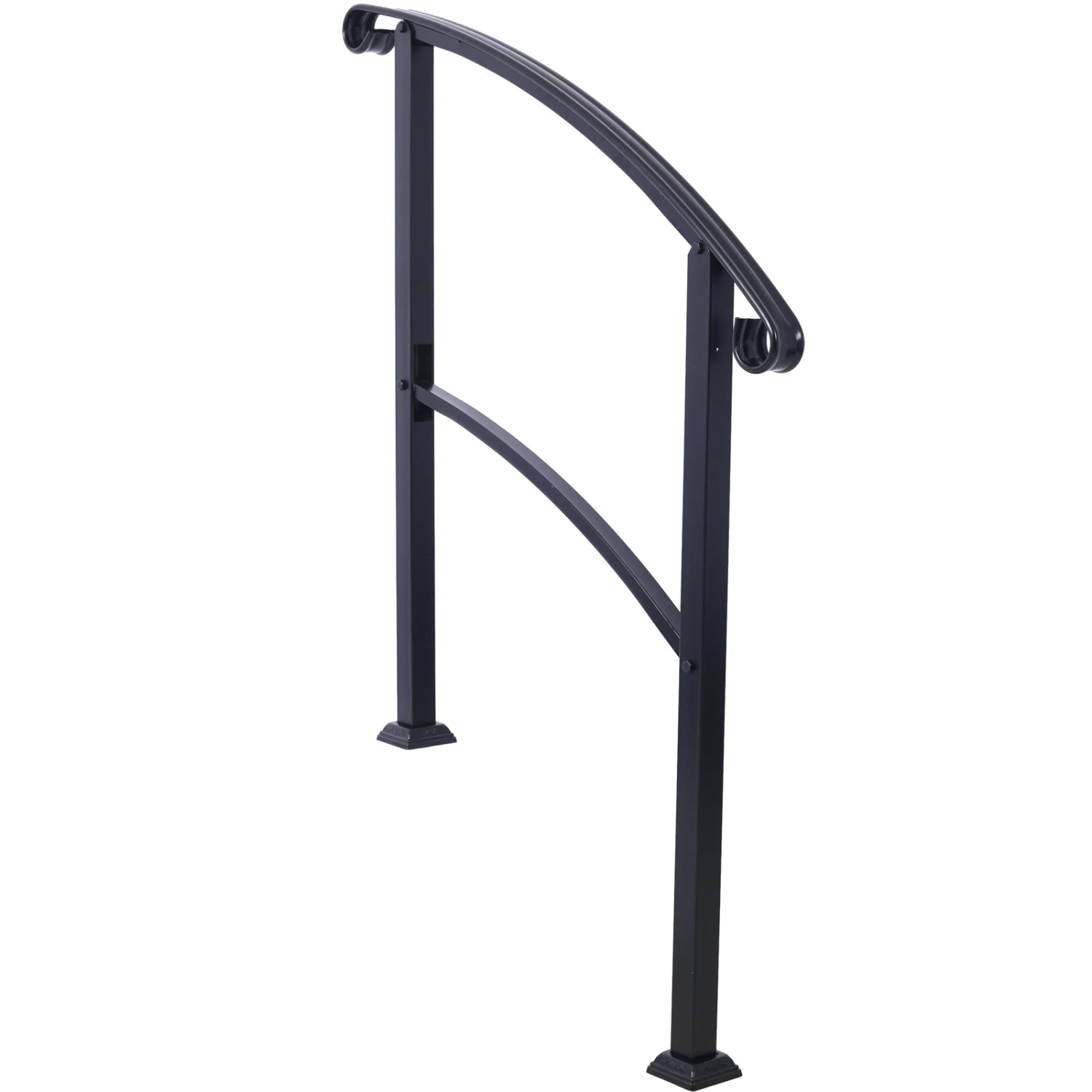 Handrails for Outdoor Steps, Fit 1 or 3 Steps Outdoor Stair Railing, White Wrought Iron Handrail, Flexible Front Porch Hand Rail