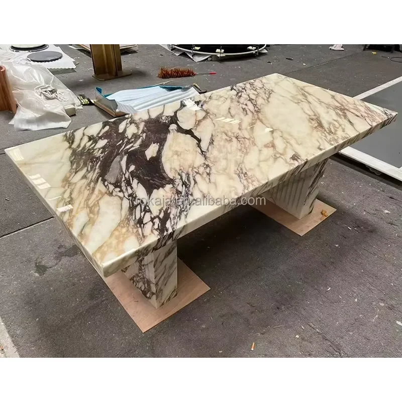 High-End All Marble Rectangle Dining Table Italian Style Designer Dinning Table Customized Natural Stone Dinner Table