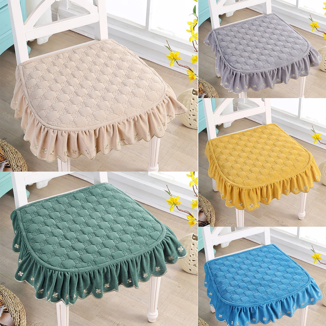 

Dutch Velvet Simple Style Home Dinning Chair Cushion Anti-slip Seat Pad Office Cushion Four Seasons Soft Sit Mat 43X45cm