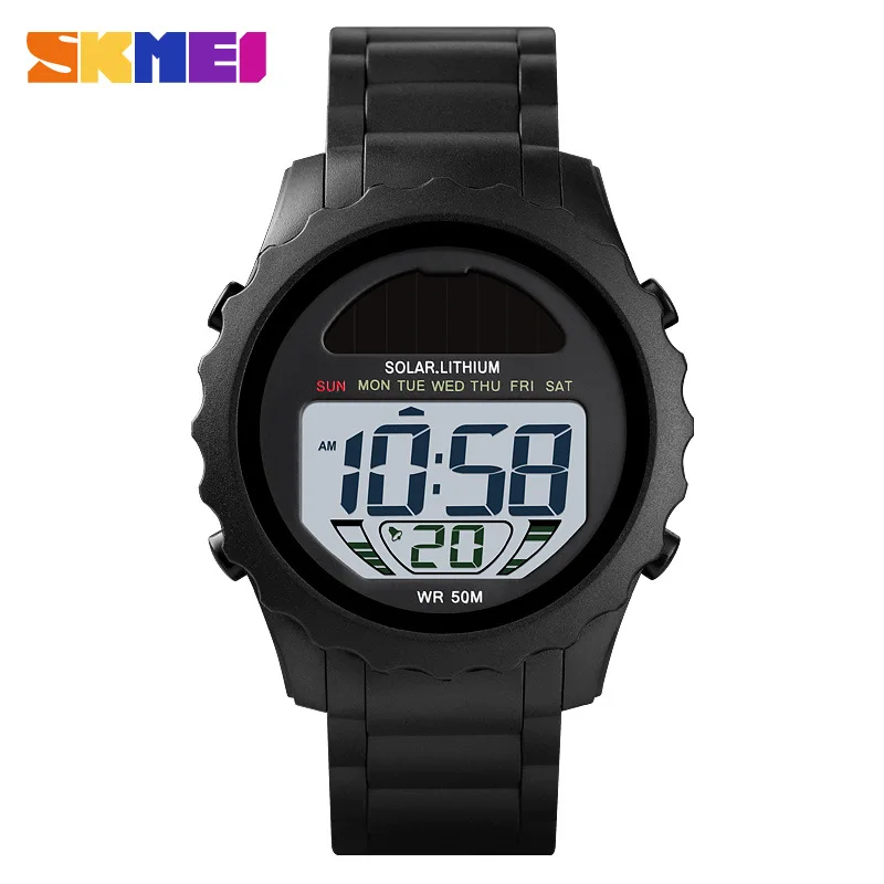 Skmei Skmei أنيق وتنوعا طاولة رجالية الطاقة الشمسية المساعدة امدادات الطاقة ساعة رياضية