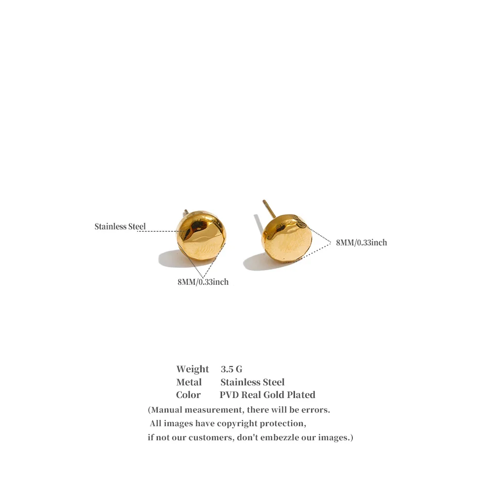 Yhpup 8*8mm runde kleine Ohrstecker aus Edelstahl für alle Gelegenheiten, vielseitiger, minimalistischer, lässiger Damenschmuck für den Alltag – Detail 1