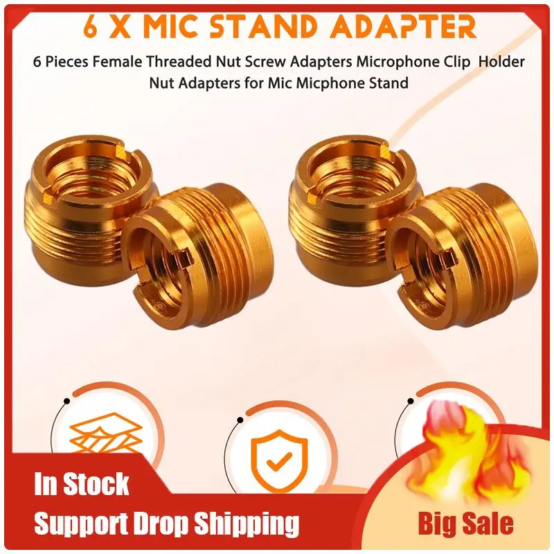 أفضل العروض 6 قطع أنثى الخيوط الجوز المسمار محولات ميكروفون حامل قصاصة محولات الجوز لميكروفون حامل ميكروفون