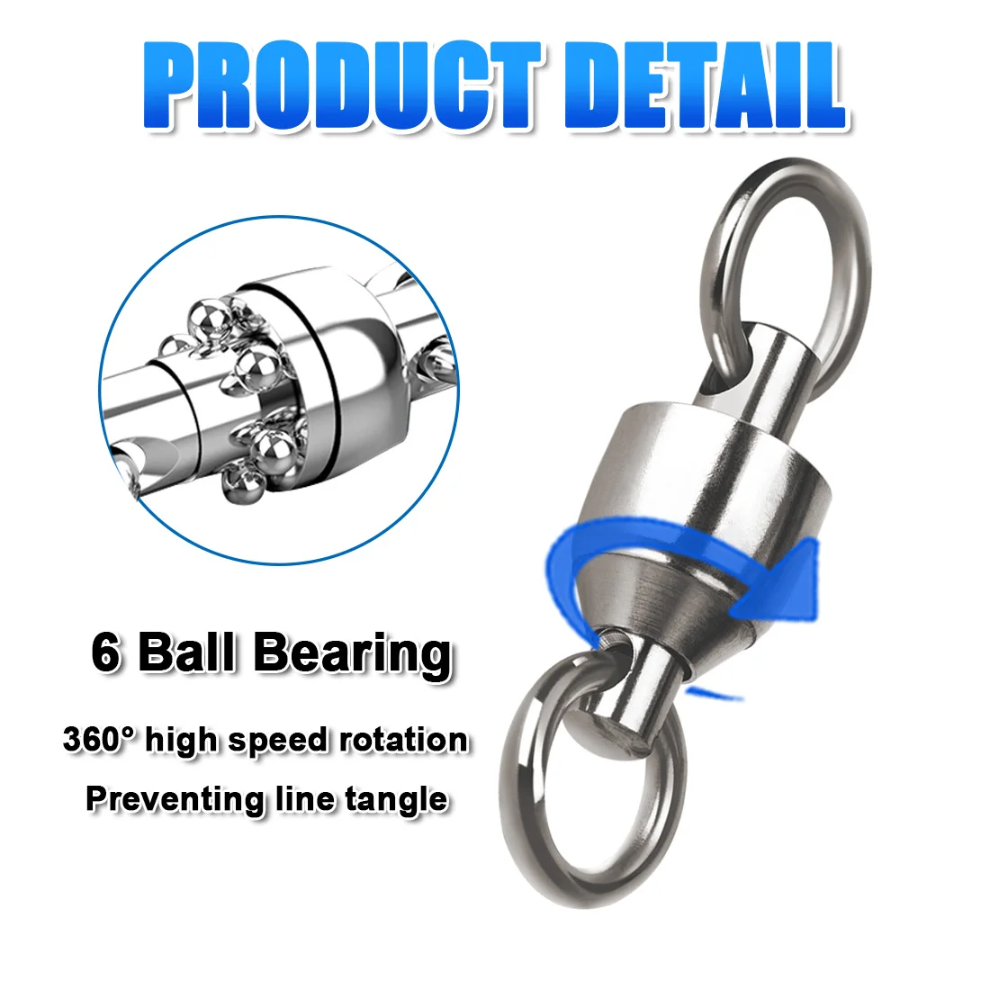 FishTrip 10-20pcs Ball Bearing Swivels Fishing Swivel Solid Ring Stainless Steel Heavy Duty Saltwater Swivel Catfish Swivels image 3
