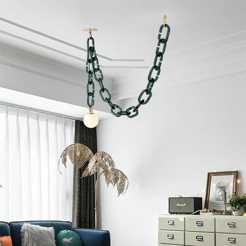 Nordic Glazen Bal Hanglamp Eenvoudige Designer Cerine Enkele Hanglamp Restaurant Kinderkamer Keten Creatieve Licht