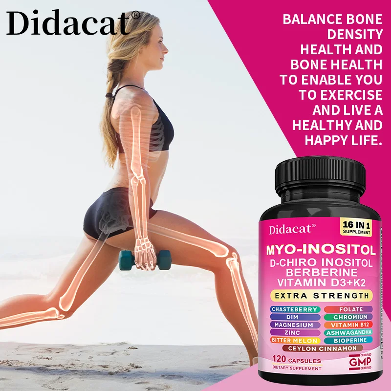 Myo Inositol Complex Capsules, D-Chiro-Inositol & Vitamin D3 K2, Natural Daily Wellness, Mood Relaxation & Body Vitality Support