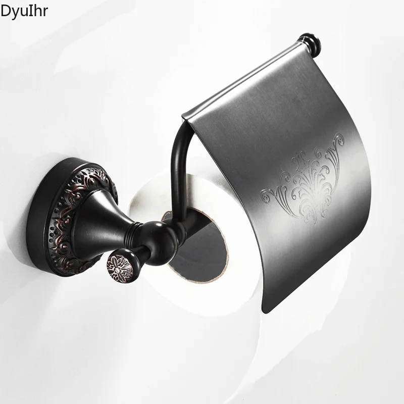 

DyuIhr bathroom wall-mounted pumping tissue holder square brass black antique toilet tissue holder bathroom accessories Gift