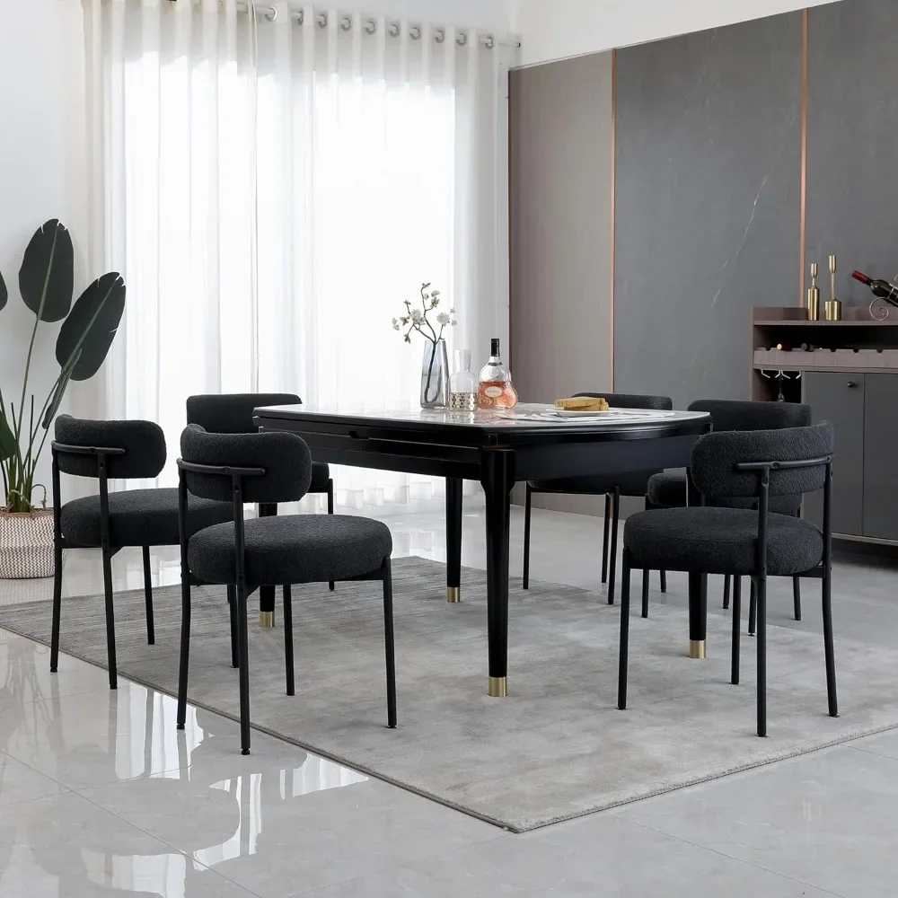 

Dining Chairs Set, Dining Room Chairs Mid-Century Modern Kitchen Chairs with Curved Backrest and Metal Legs