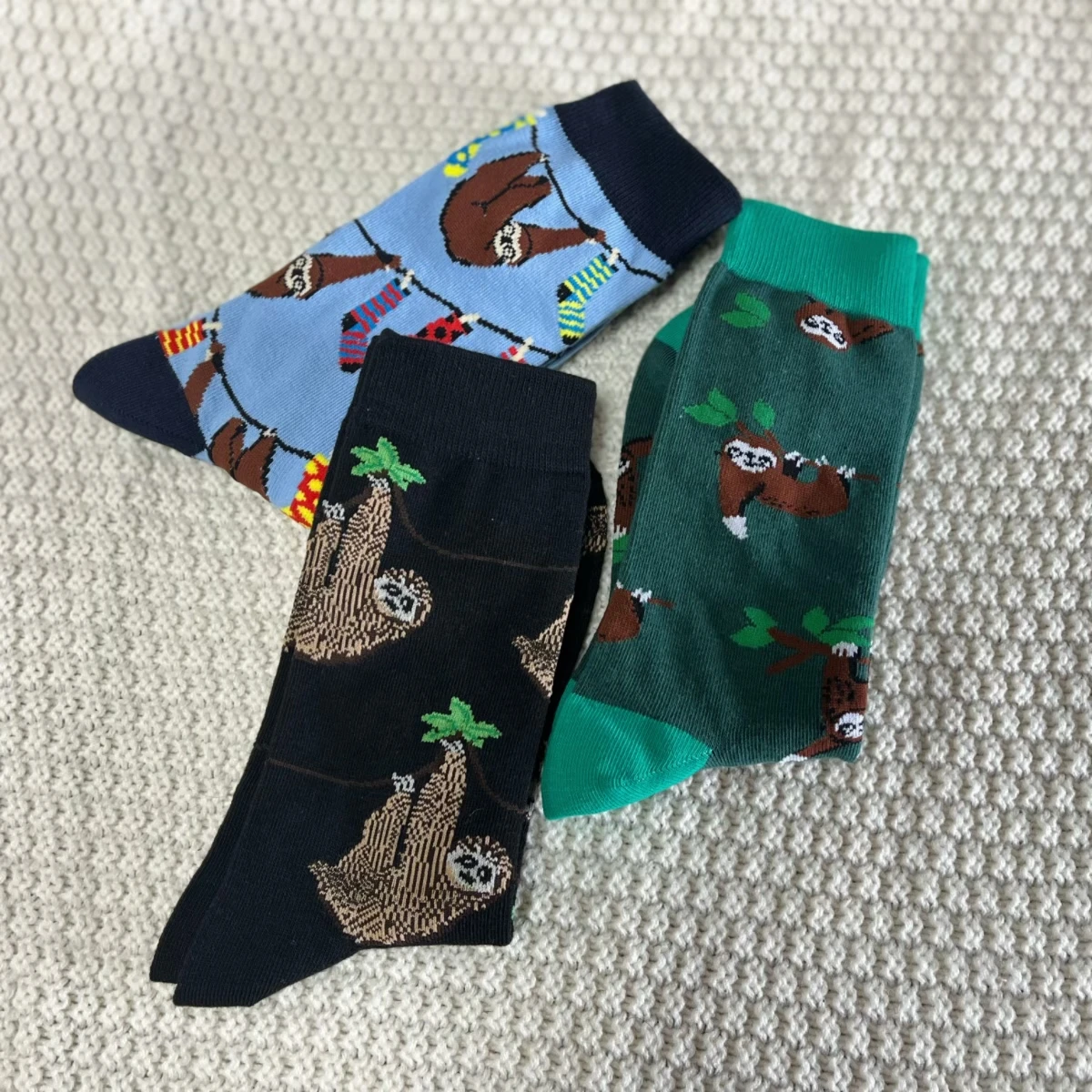 1 Pair Unisex Socks Cartoon Cute Sloth Print Breathable Middle Tube Socks Suit In All Seasons For Daily