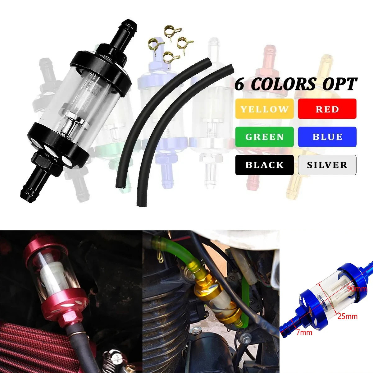 

8mm Oil Filter tools CNC Al Alloy Glass Motorcycle Gas Fuel Gasoline Moto Accessories for ATV Enduro Dirt Pit Bike Motocross