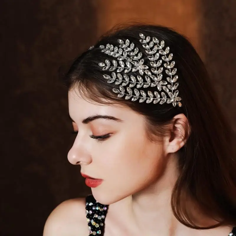 

Y3NE Rhinestones Headband for Evening Party Aesthetic Wedding Bride Hairhoop Decorative Hair Decors Music Festival Hairband