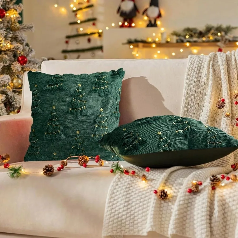 Reindeer Cushion Slipcover Xmas Tree Christmas Pillow Cover Soft Decorative Cushion Cover 45x45 Throw Pillow Cover Christmas