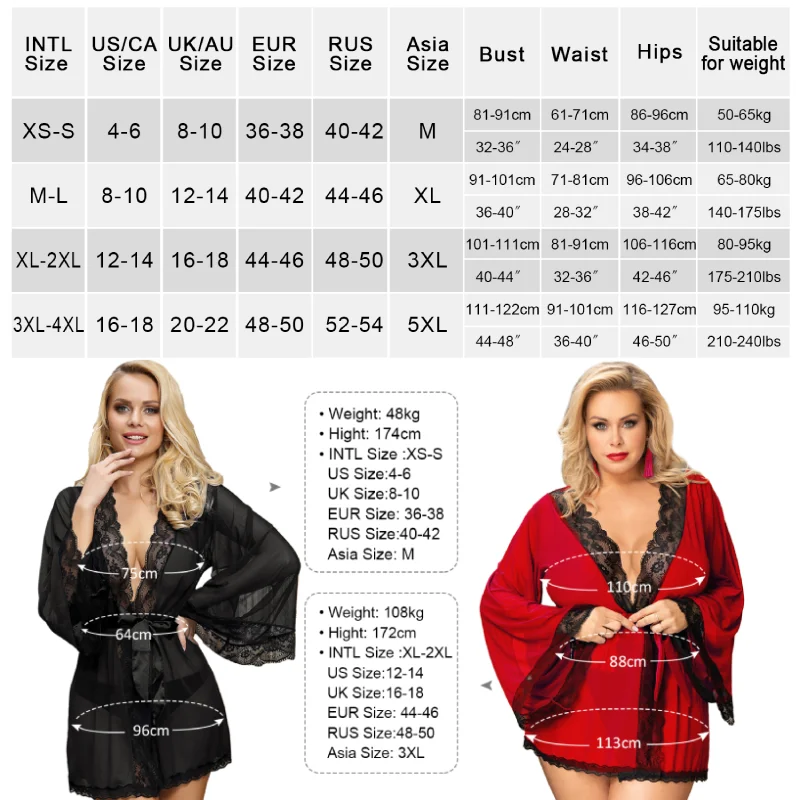 Comeondear-Vêtements de nuit en dentelle sexy, robe de mariée à manches longues, ceinture, lingerie grande taille, voir à travers la chemise de nuit, mini ensemble de pyjamas courbes, 5XL