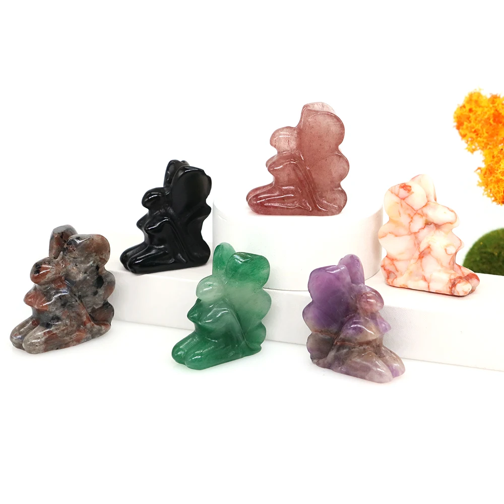 

Natural Stone Butterfly Fairy Statue Carved Reiki Healing Crystal Mini Elves Figurine Gemstone Crafts Home Gem Decoration Gifts