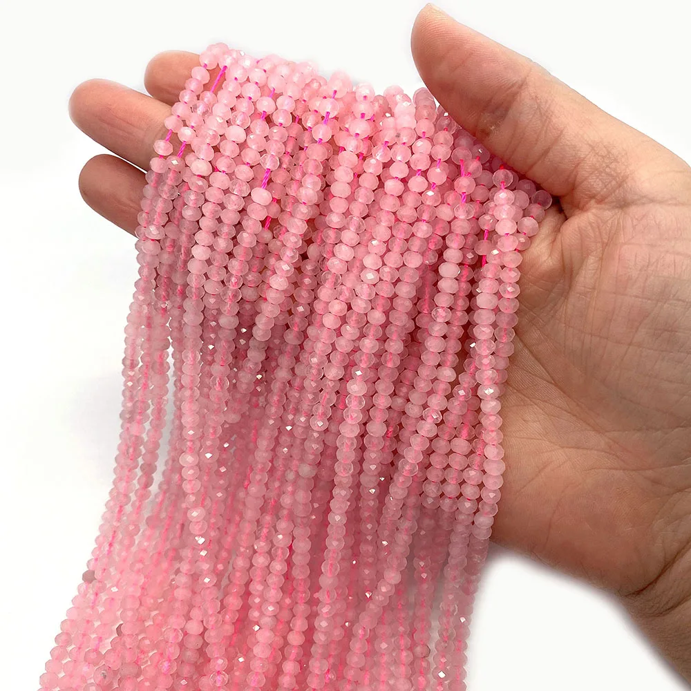 

Natural Stone Pink Crystal Beads Faceted Round Rose Quartz Loose Beads for DIY Jewelry Making Necklace Bracelet Accessories