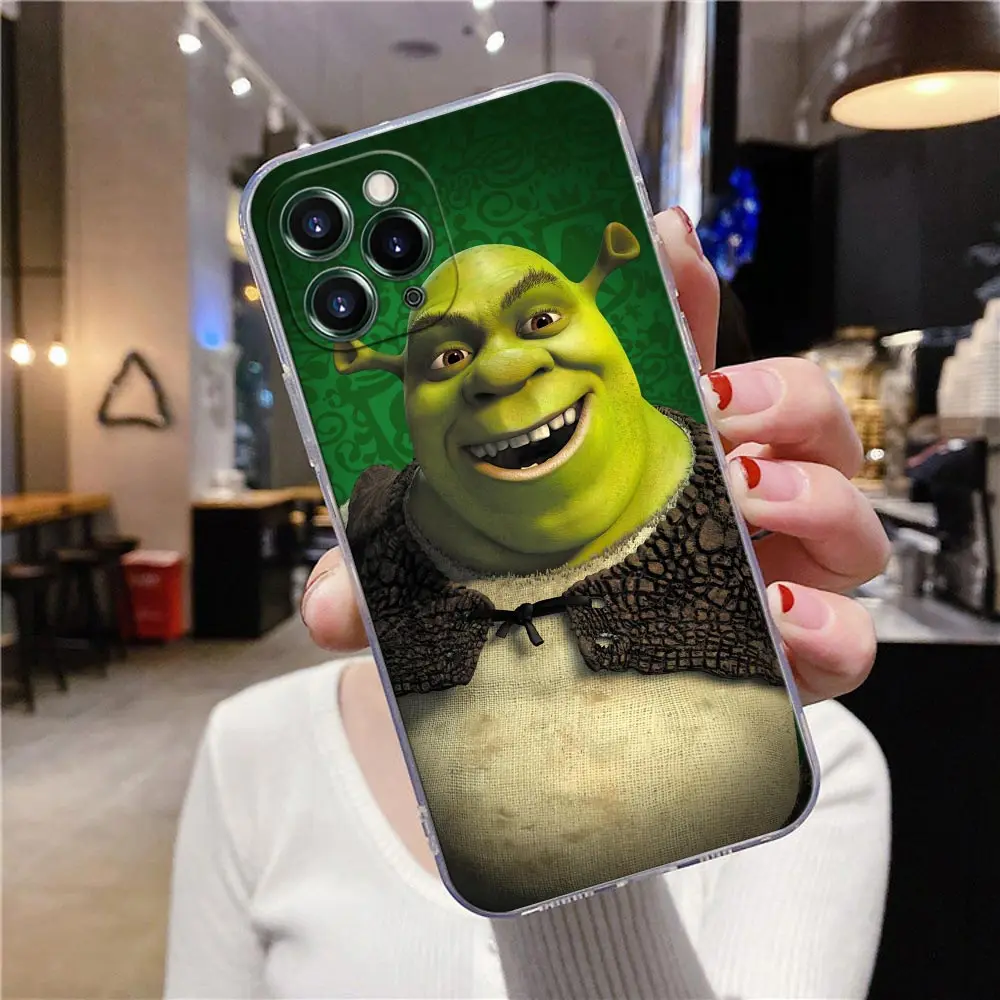 Funny Cartoon Shreks Art Clear Phone Case For iPhone 15 13 11 12 14 Pro Max XR XS 7 8 15Pro Plus Cases Silicone Coque Back Cover