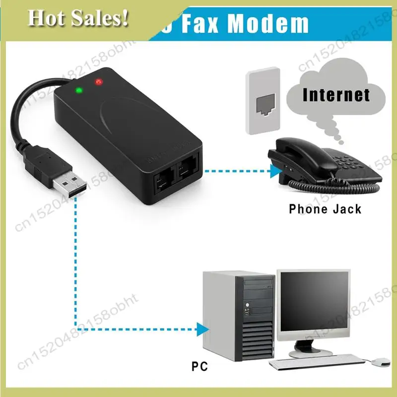 

-PQWN USB Fax Modem Dual Port USB2.0 56K V.92 V.90 External Modem Driver For Win 7 8 10 XP Receive Send Fax On Computer