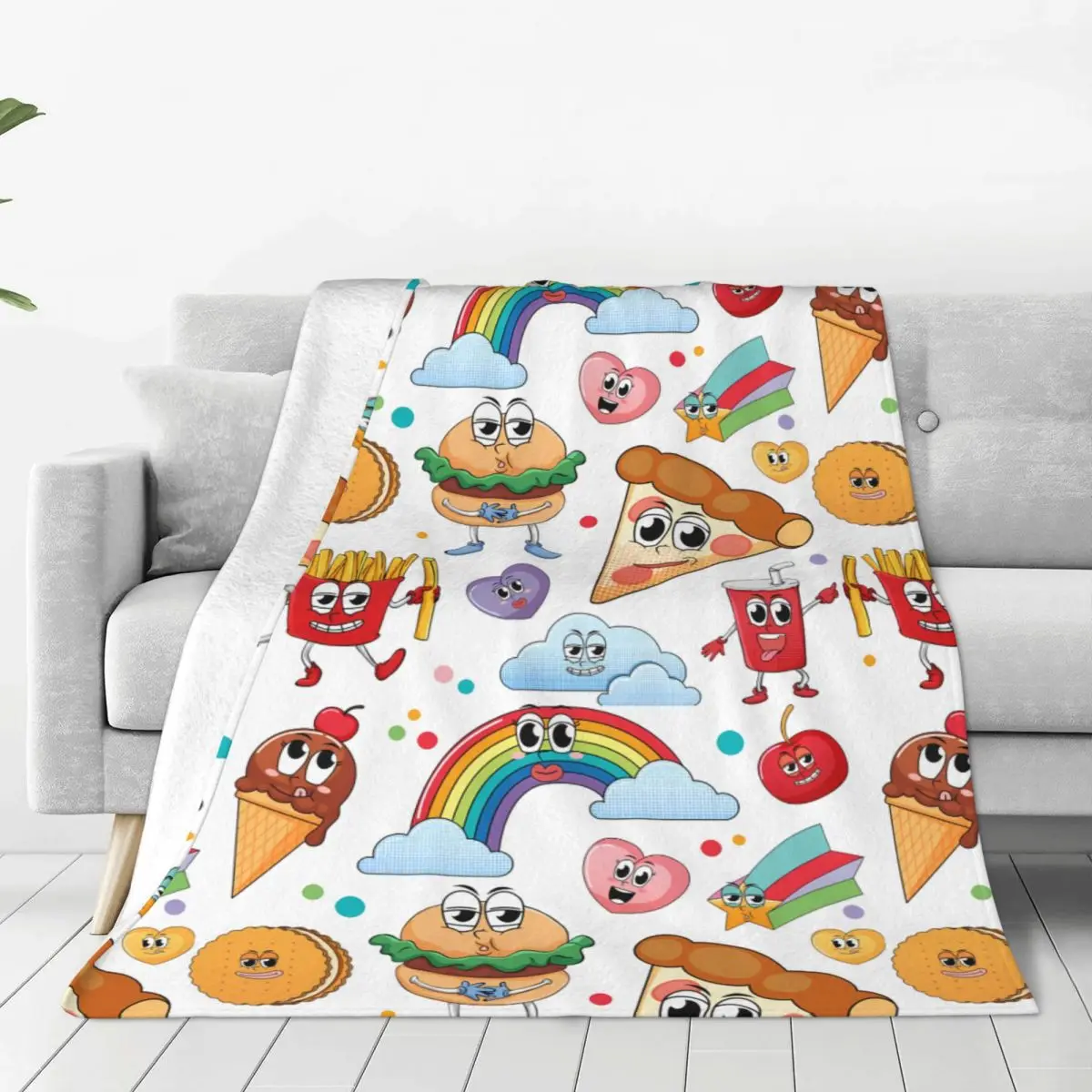 Food Theme Premium Flannel Blanket Rain bow Soft Warm Throw Blankets For Chair Sofa Bed Travel Bedspread Sofas Cover Tapestry