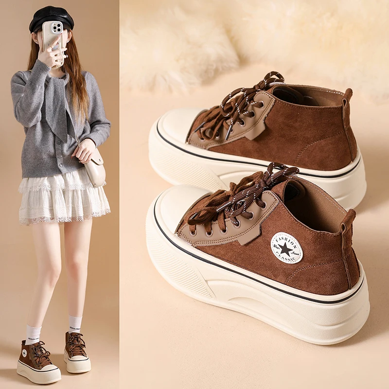 

Thick-soled sports sneakers, Mellard retro height-increasing versatile short boots trend, 8811
