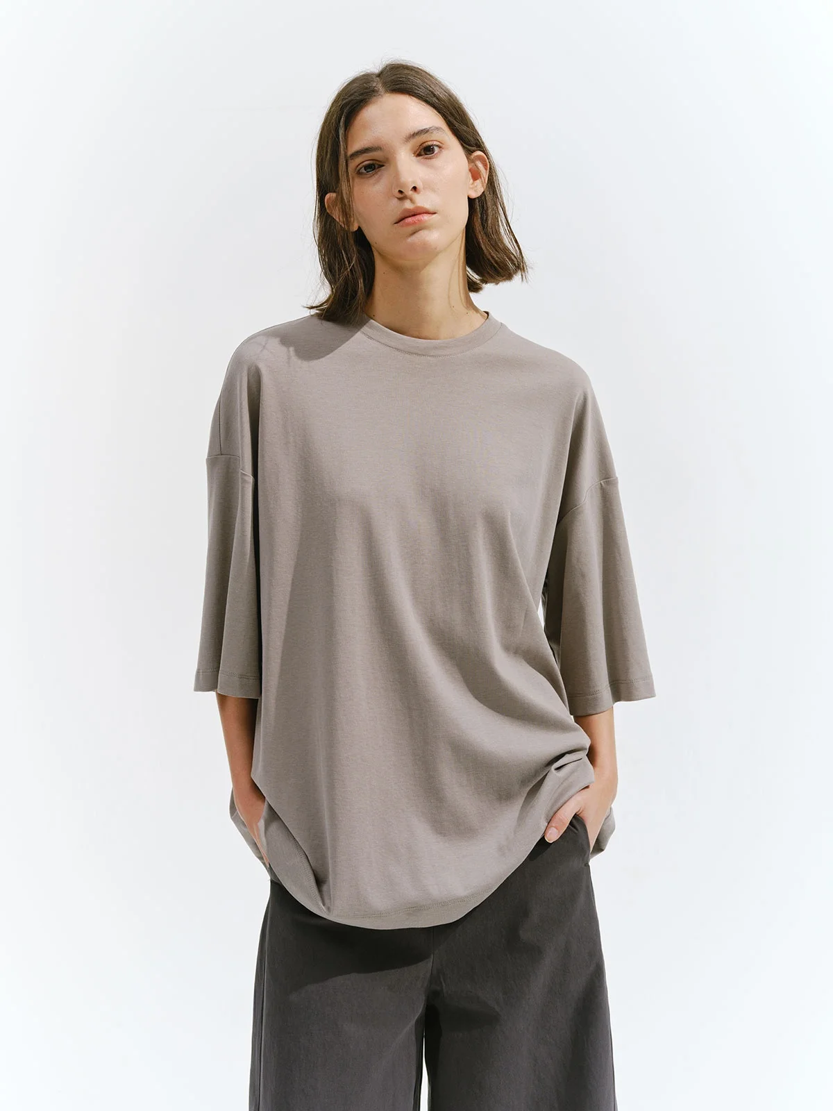 

Женская повседневная футболка REWEAR из смесового льна, свободного кроя, с рукавом до локтя, мягкая, комфортная, из смесового хлопка, с круглым вырезом