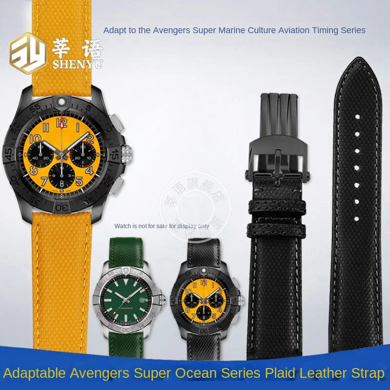 22mm Nylon Strap For Breitling Avengers Blackbird Mechanical Timing B01 Super Ocean Series Black and Yellow Folding Buckle Strap