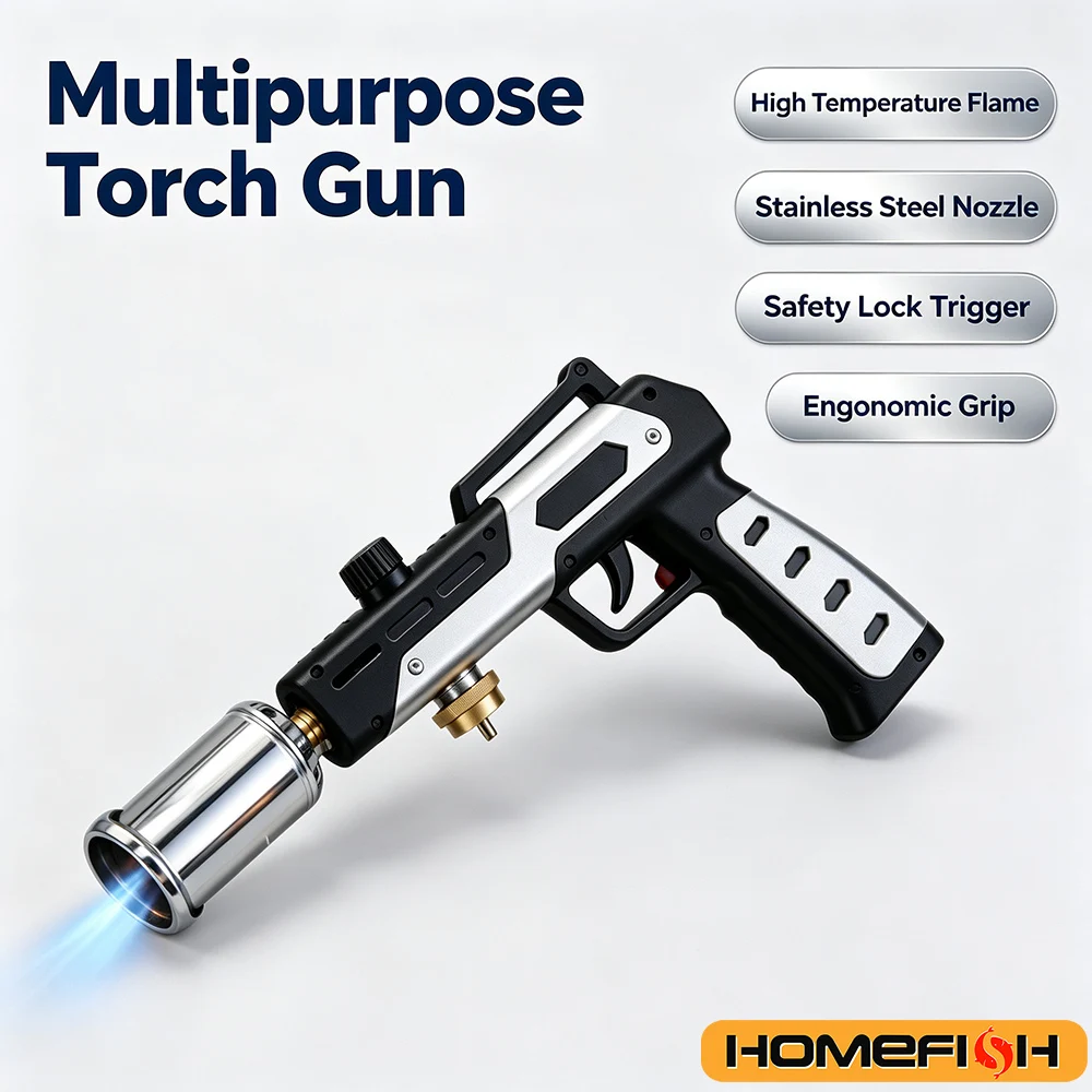 Adjustable Flame Butane Torch  High Heat Handheld for BBQ Camping Cooking Soldering  Welding