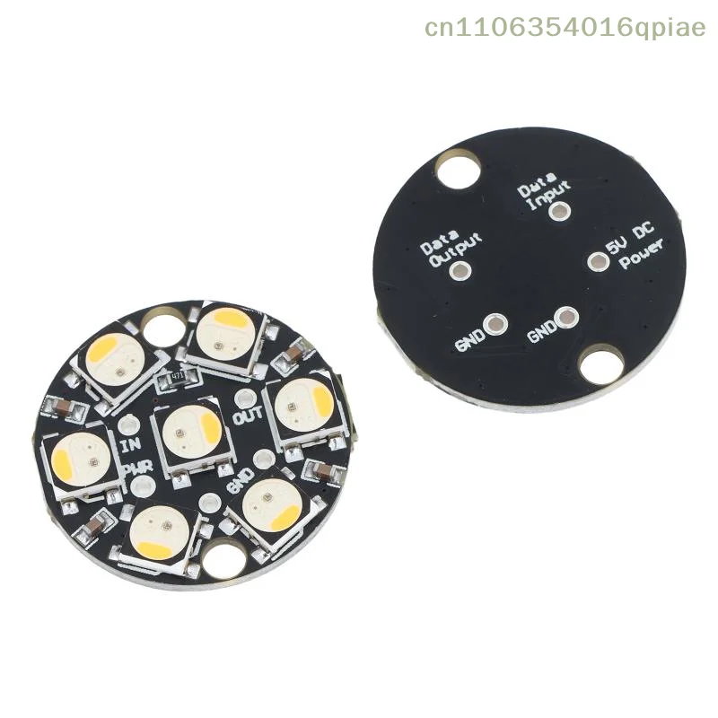 （Summer4）WS2812 7Bit Round LED Circuit Board Integrated Driver Programmable For DIY Electronic Projects Makers