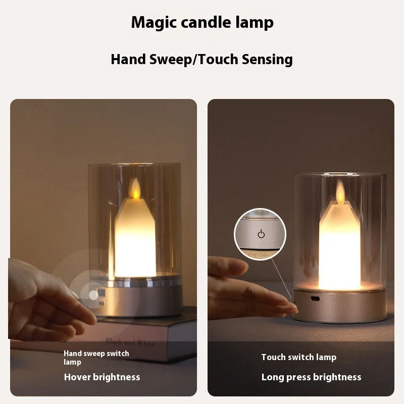 Intelligent Candlelight Motion Sensor Manual Scanning LED Dancing Night Light USB Charging Electric Decoration Automatic Swithch