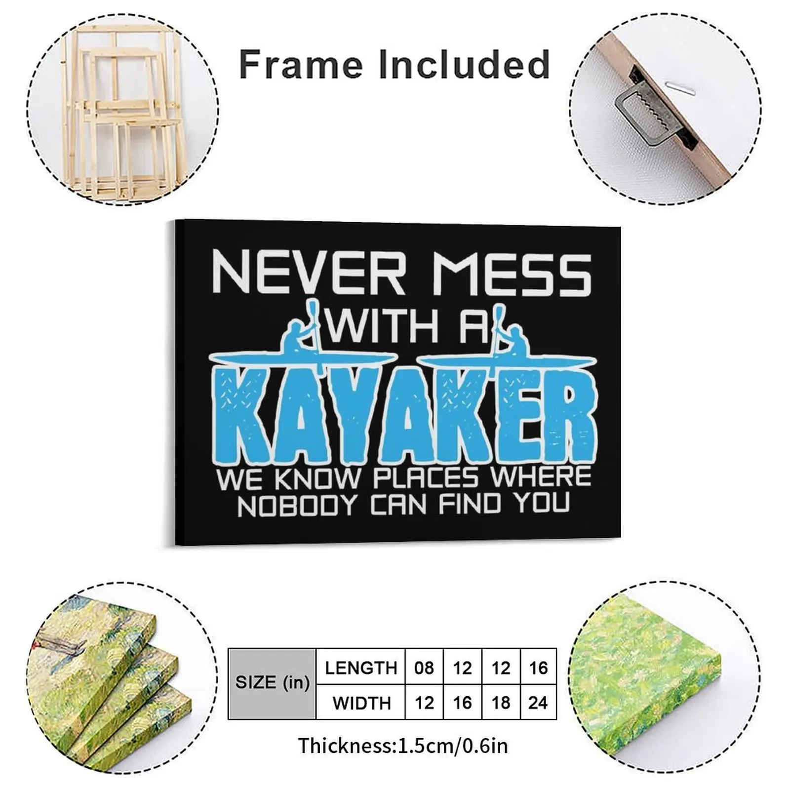 Kayaker Joke Kayaking Pun Canvas Painting Painting Funny Designing Printing Club Framed Wall Paintings