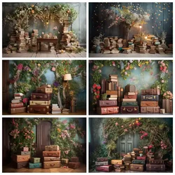 MOON.QG Photography Backdrop Graduation Party Photocall Custom Books Luggage Flower Vines Table Wall Portrait Backgrounds Props