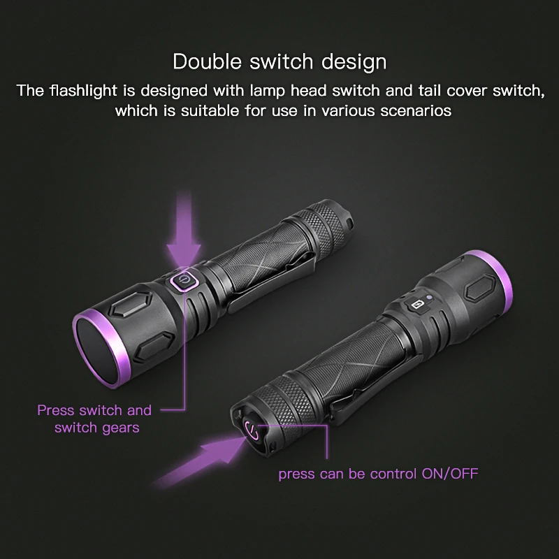 USB-C 8W 365nm Nichia Blacklight New Forensic Multi-Wavelength LED UV Flashlight