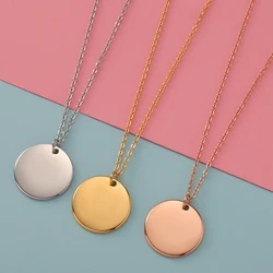 Fnixtar 10pcs Stainless Steel Necklace Round Disc Circle Pendant 6-30mm For Women Adjustable Clavicle Necklace Wedding Jewelry