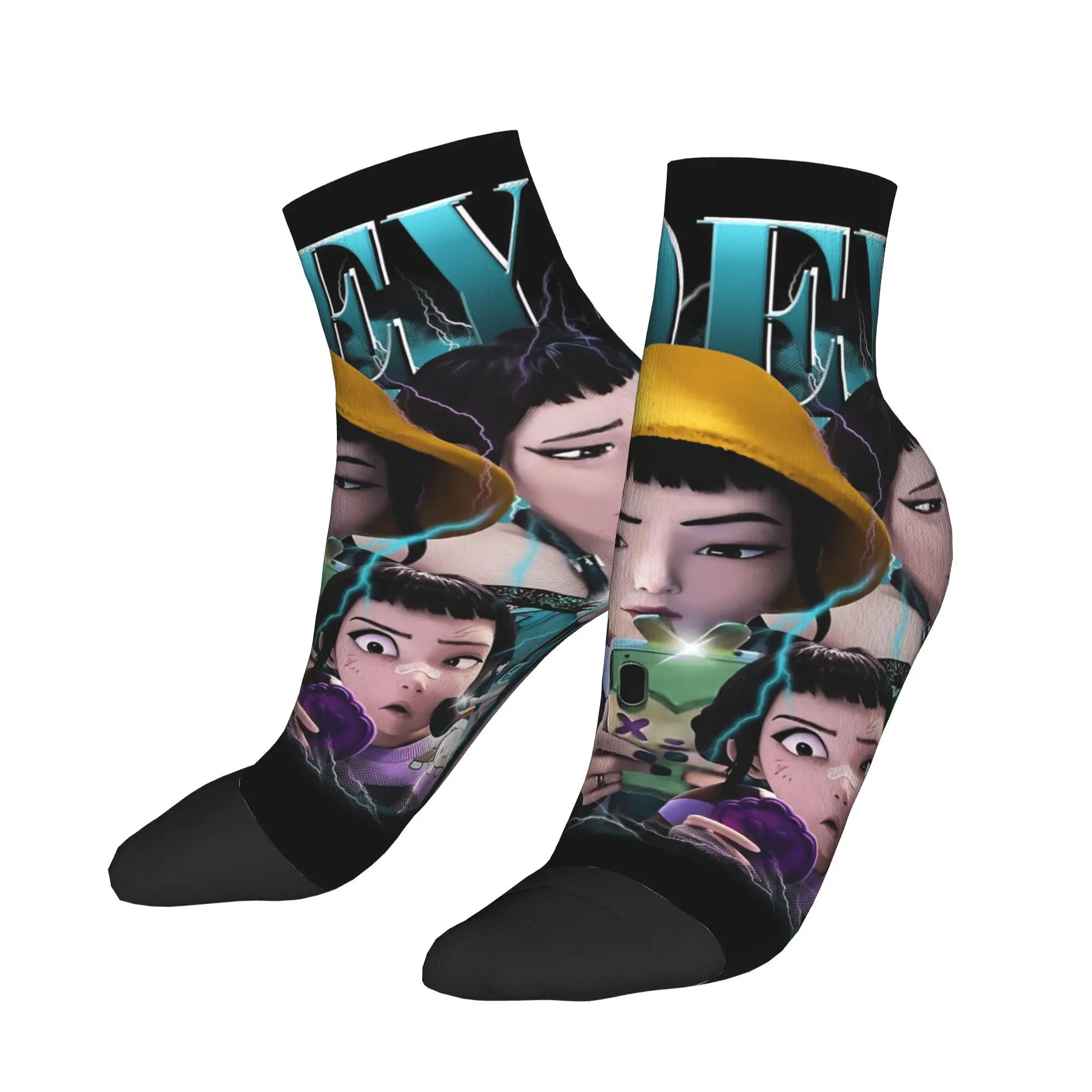 

ZOEY HUNTRX Kpop Demon Hunters 90-х годов, носки до щиколотки, нескользящие качественные носки для скейтборда для мужчин, осенние модные носки с принтом