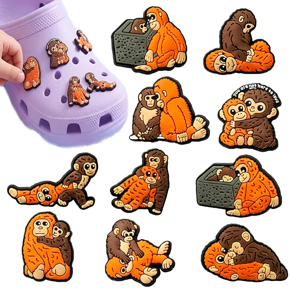 1-10pcs New Cartoon Punch Monkey Series PVC Boys Girls Shoe Accessories Detachable Waterproof DIY Fashion Shoe Decorations Gifts