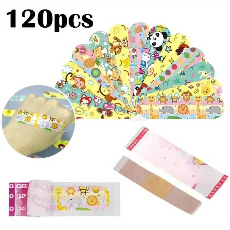 120Pcs Cute Cartoon Kids Band Aids Waterproof Breathable Sterile First Aid Stickers