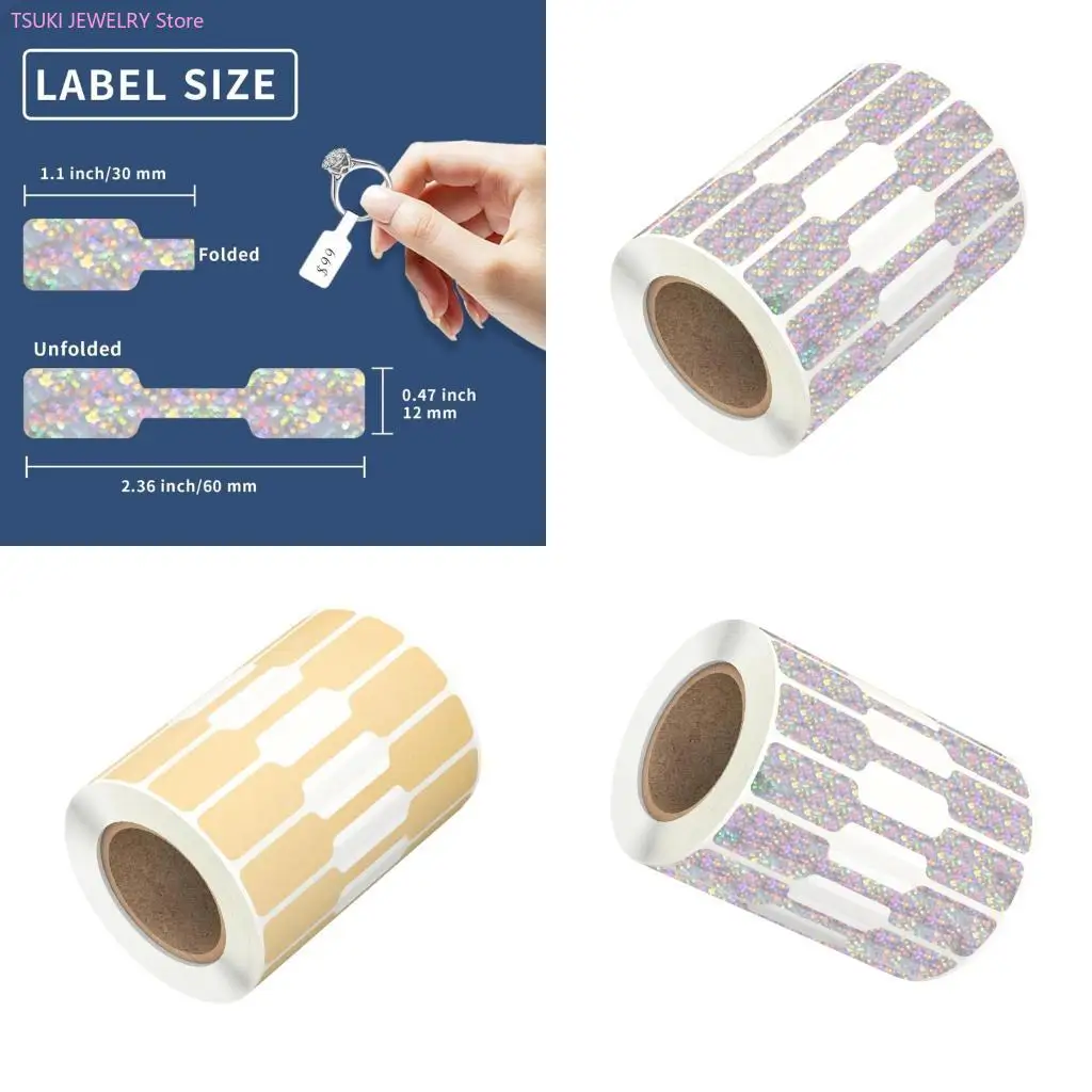 

62KE Упаковка из 500 самоклеящихся наклеек, этикеток из крафт-бумаги для ожерелья, серег, колец