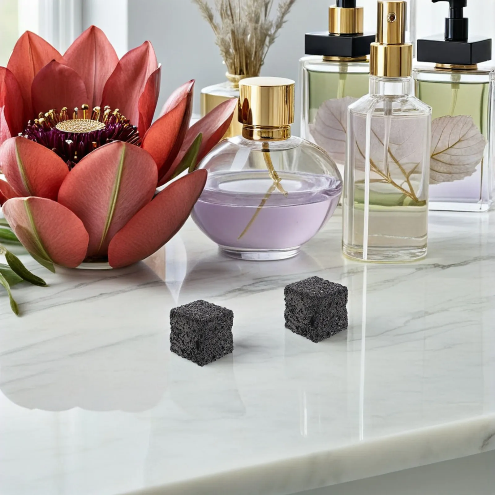 

5Pcs Mini Square Lava Stone Diffuser for Essential Oils Passive Aromatherapy Fragrance Stone Home Office Desk Car Small Diffuser