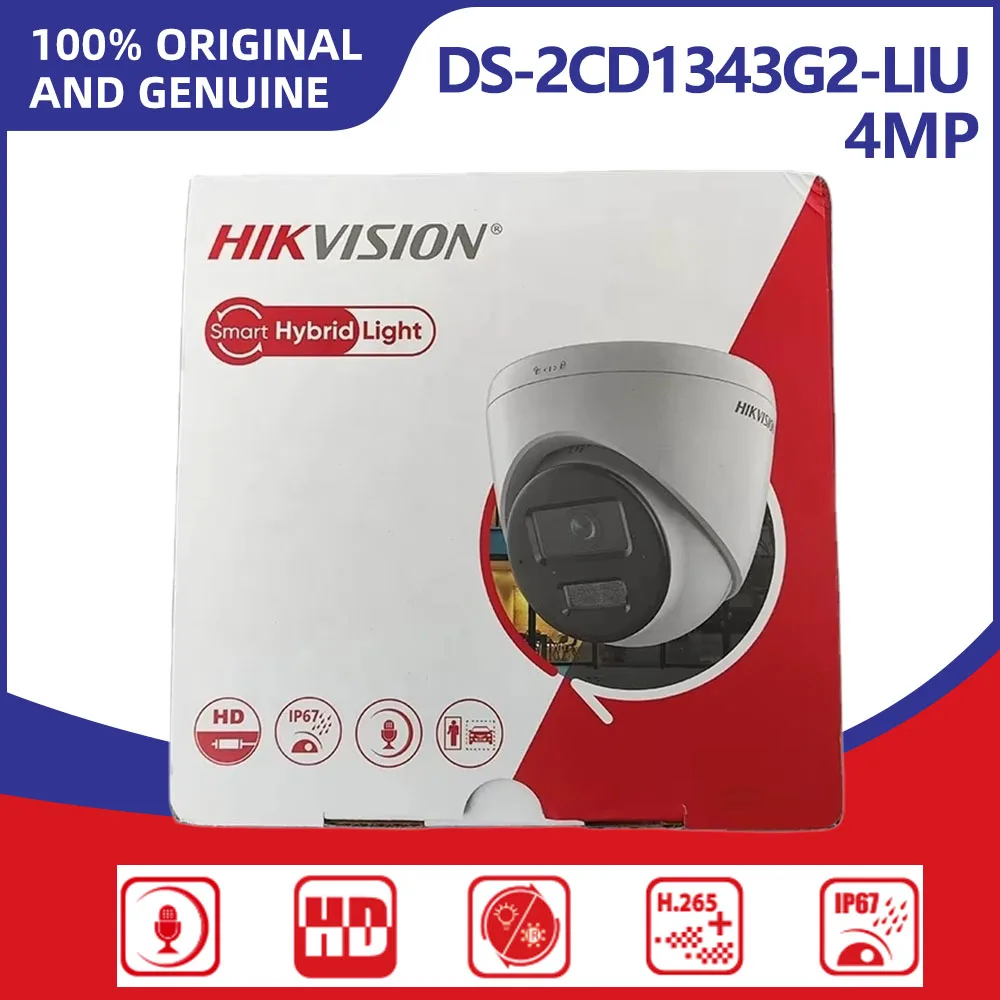 Hikvision DS-2CD1343G2-LIU 4MP Turret IP Camera Human & Vehicle Detection Built-in Mic 30m Dual Light IP67 PoE Network Camera