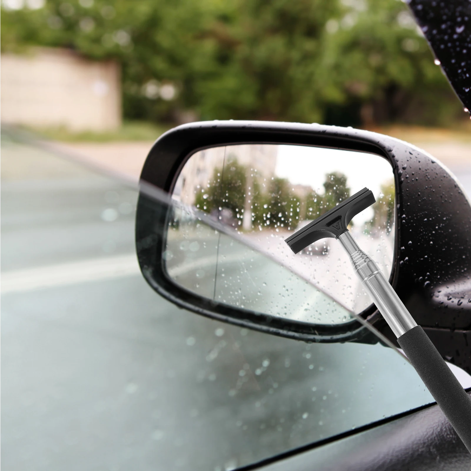 

2pcs Car Rearview Mirror Wiper Rain Scraper Tool Retractable Squeegee For Side Window Glass Water Removal Automotive Safety