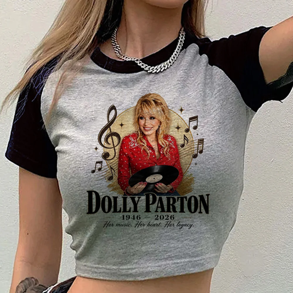 Dolly Parton crop top teen clearance sales baddie vintage manga top tees harajuku cute cutecore emo grunge