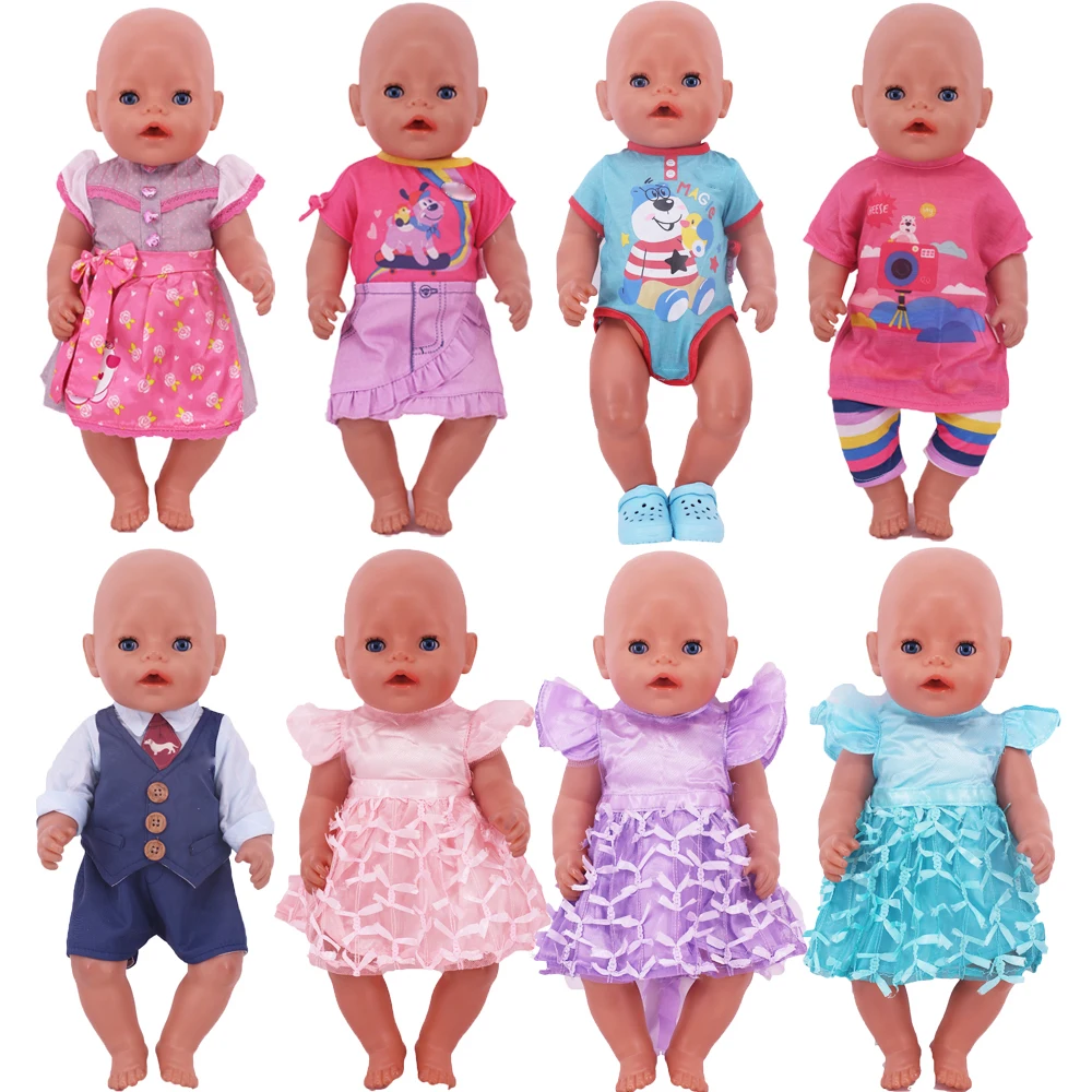 ชุดตุ๊กตาเดรสป๊อปสำหรับตุ๊กตาเด็กทารกขนาด 43 ซม. และตุ๊กตาอเมริกันขนาด 18 นิ้ว อุปกรณ์เสริมเสื้อผ้าตุ๊กตา ของเล่นเด็กผู้หญิง ของขวัญ
