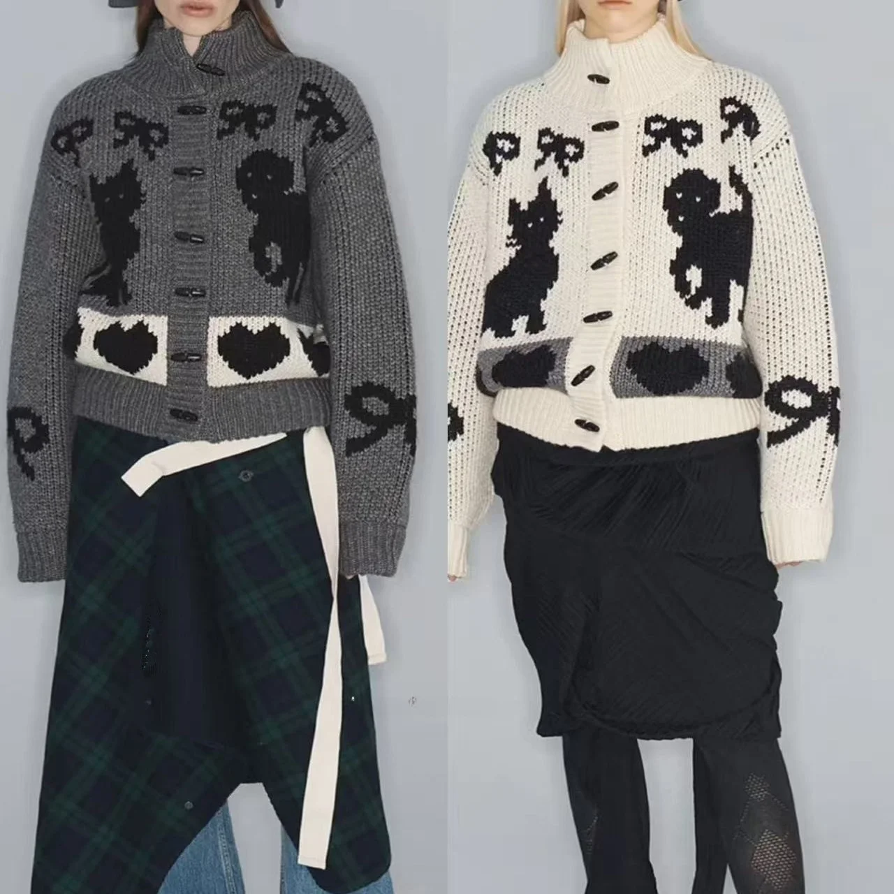 

Thi Pure Knit Warm Sweater Cardigan Retro Embroidery Large Needle Brand Faion Autumn Winter Women's Long Sve f High...