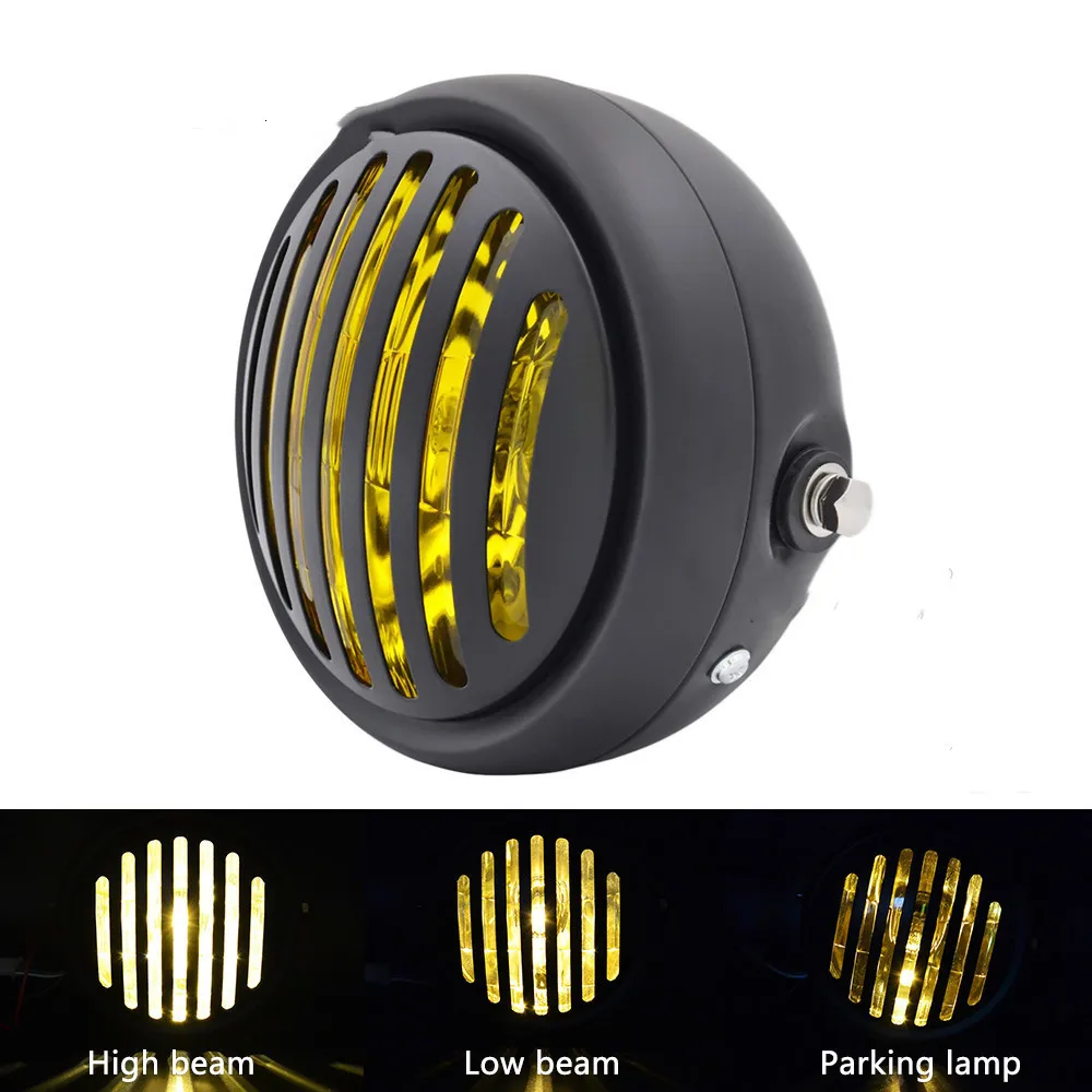 Faro halógeno de 35W para motocicleta CG125 GN125 CB CL Yamaha Suzuki Cafe Racer Bobber, faro Retro de Metal negro redondo