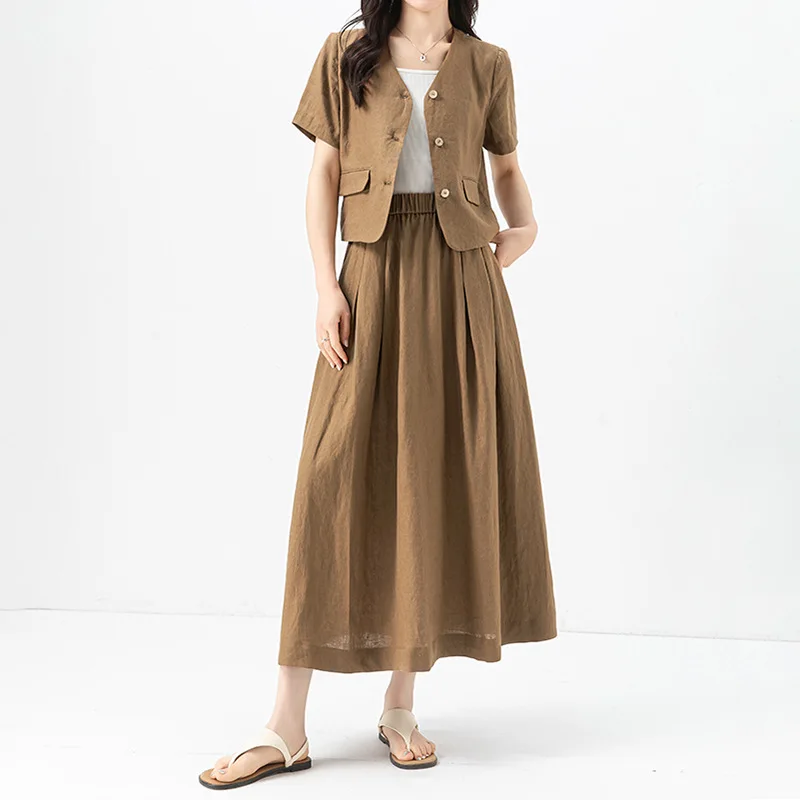 

Summer women's suit thin casual loose short-sleeved vest jacket + skirt