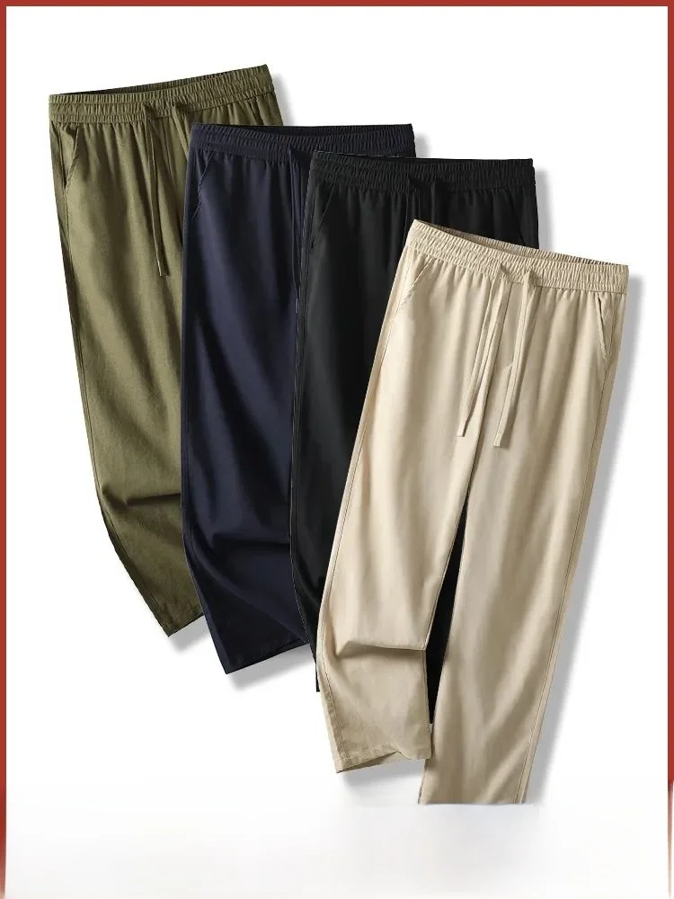 

Качественные выбранные удобные мужские льняные повседневные брюки в стиле ретро с завязками, удобные в ношении летние модные уличные брюки