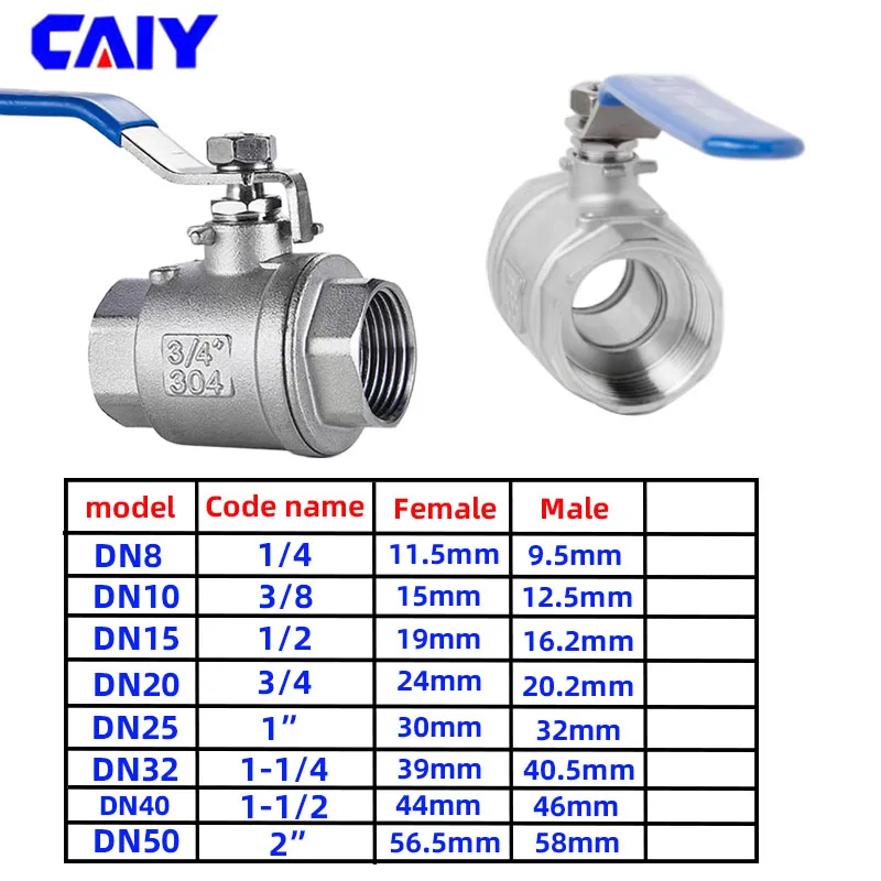 304 Stainless Steel Ball Valve 1/4