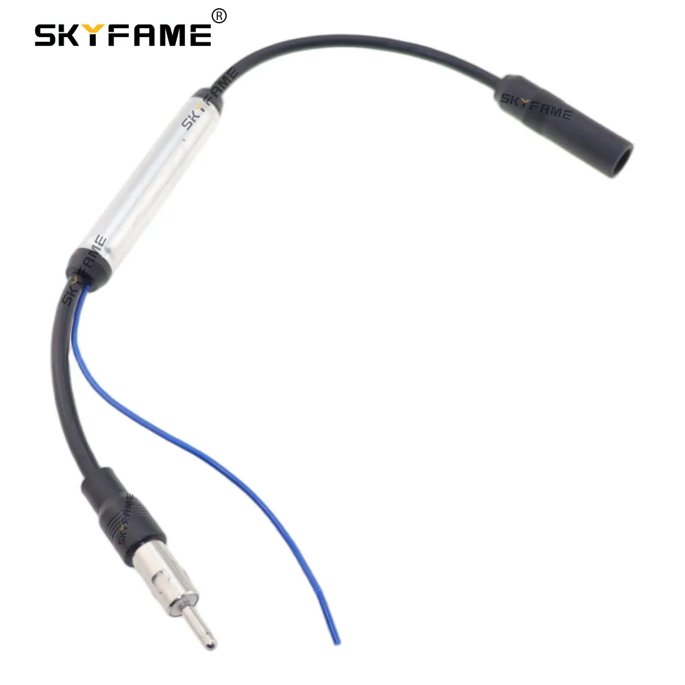 Uniwersalna antena samochodowa SKYFAME, specjalna antena radiowa AM/FM, wzmacniacz sygnału audio, podwójna antena radiowa Fakra RF, adapter antenowy.
