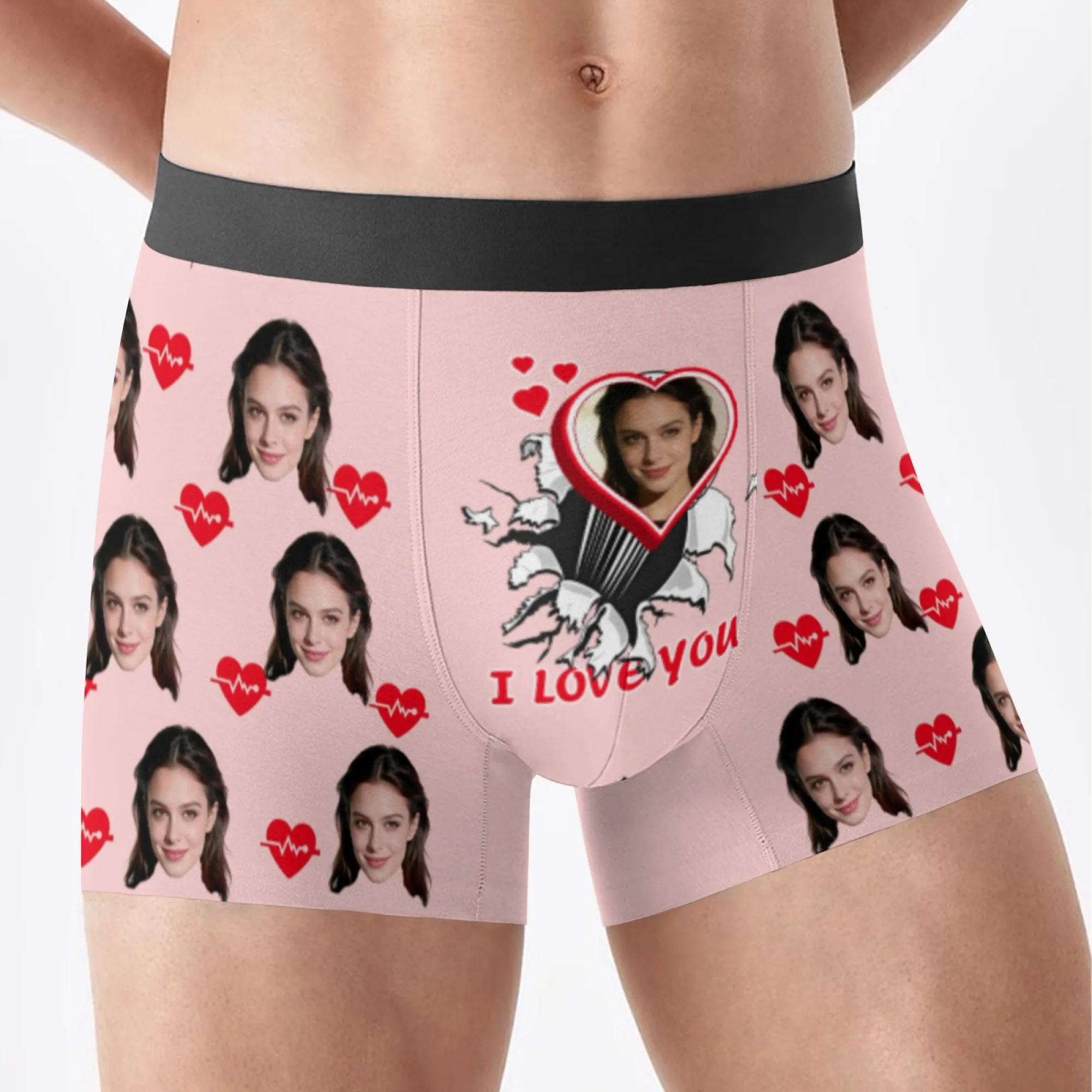 Customized personalized facial photos men's long underwear Valentine's Day gift underwear breathable and comfortable