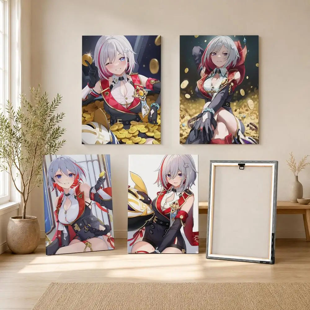 Topaz Honkai Star Rail Framed Wall Painting Ready to Hang Canvas Art Painting Poster for Living Room Bedroom Home Decor Decals