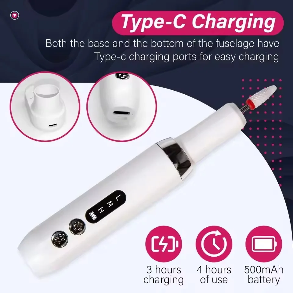 Professional Electric Nail Drill Machine for Manicure & Pedicure – Nail Grinder, Polisher & Cuticle Remover – Home & Salon Use