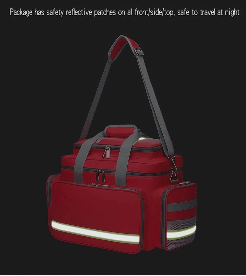 Bolsa de primeros auxilios médica para exteriores, bolsa de rescate de emergencia de gran capacidad, vacía, impermeable, reflectante, Oxford, multibolsillo, bolsa de viaje